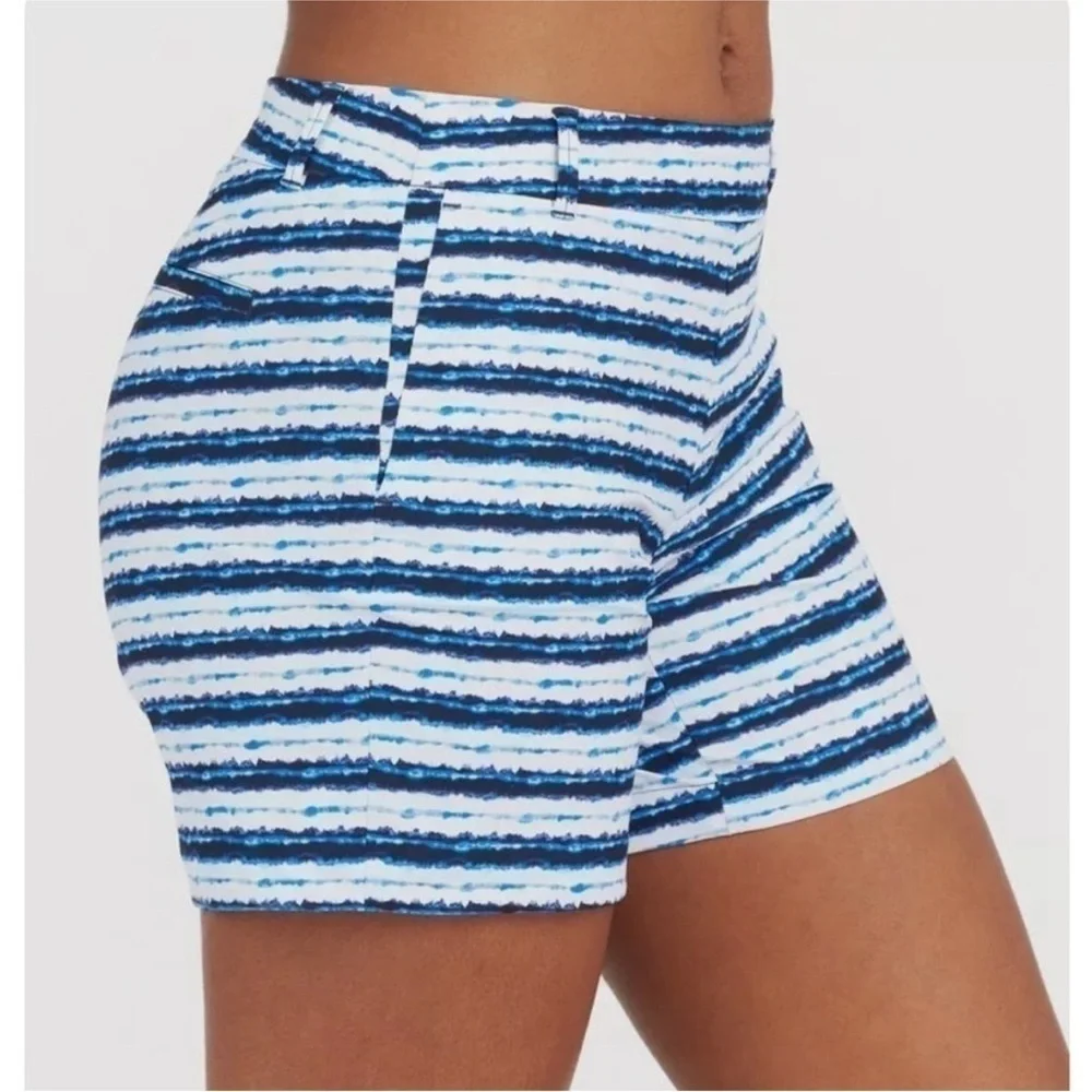 NWT Spanx 6” Sunshine Athletic Shorts Blue Painted Stripe